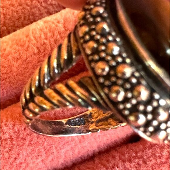 Tigers Eye Sterling Silver Oval Ring With Ornate Band & Beaded Detailing Size 6 - Picture 16 of 16
